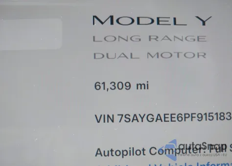 2023 Tesla Model Y Awd/Long Range Dual Motor All-Wheel Drive from USA, damaged, VIN 7SAYGAEE6PF915183